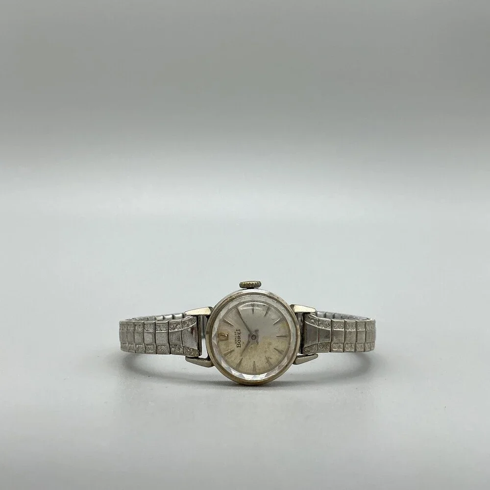 Vintage Ernest Borel Womens Watch 17mm Silver Tone Manual Wind Swiss Made